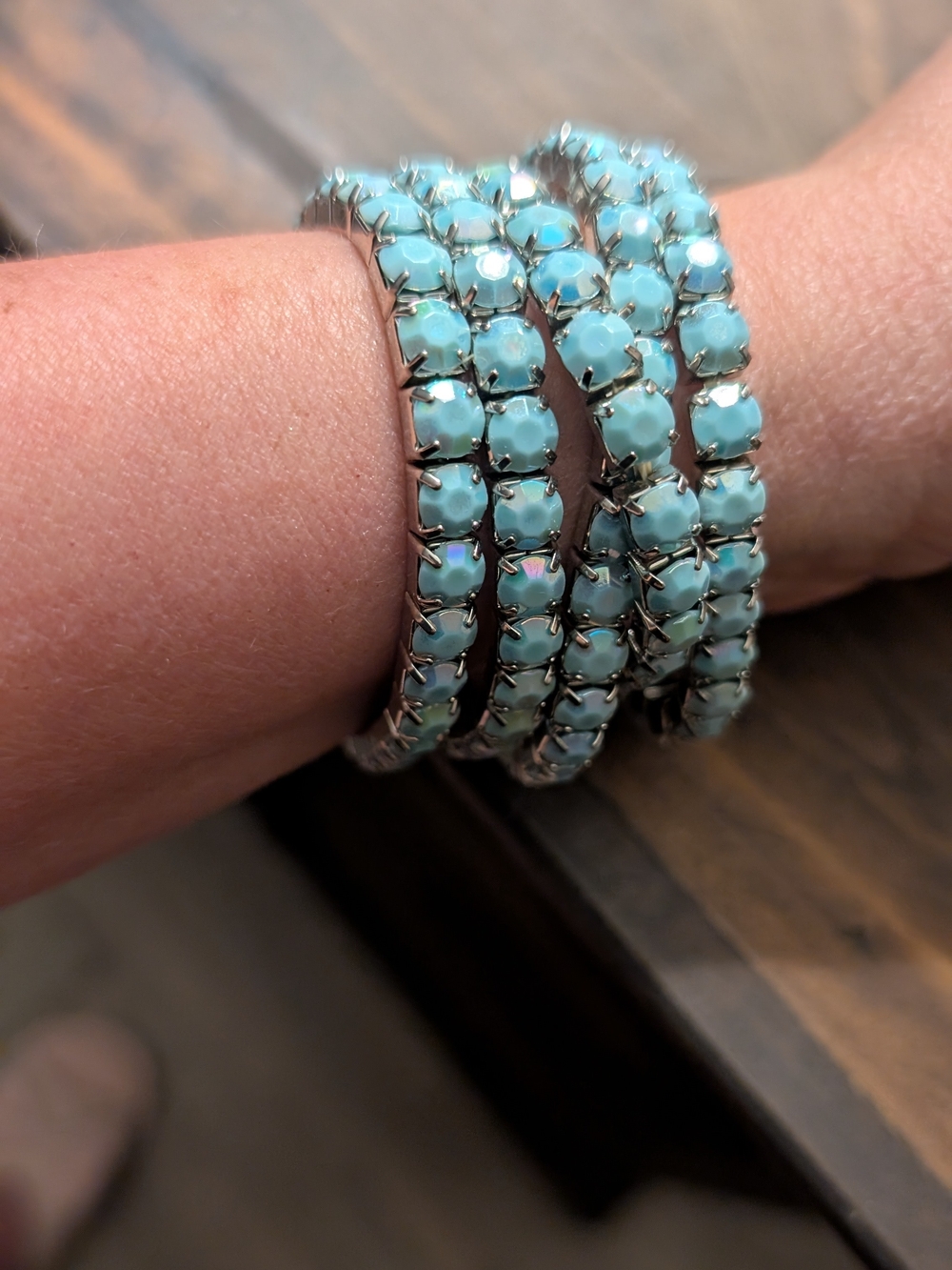 Aqua Crystal Stretch Bracelet - Women's Jewelry
